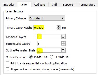 Simplify3D Layer Settings